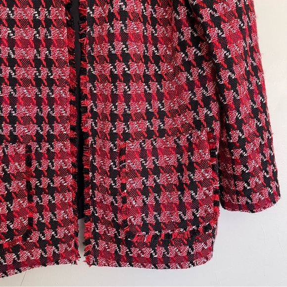 Chico's Houndstooth Tweed Open-Front Jacket Chicos 2 Size 12 - Picture 4 of 7